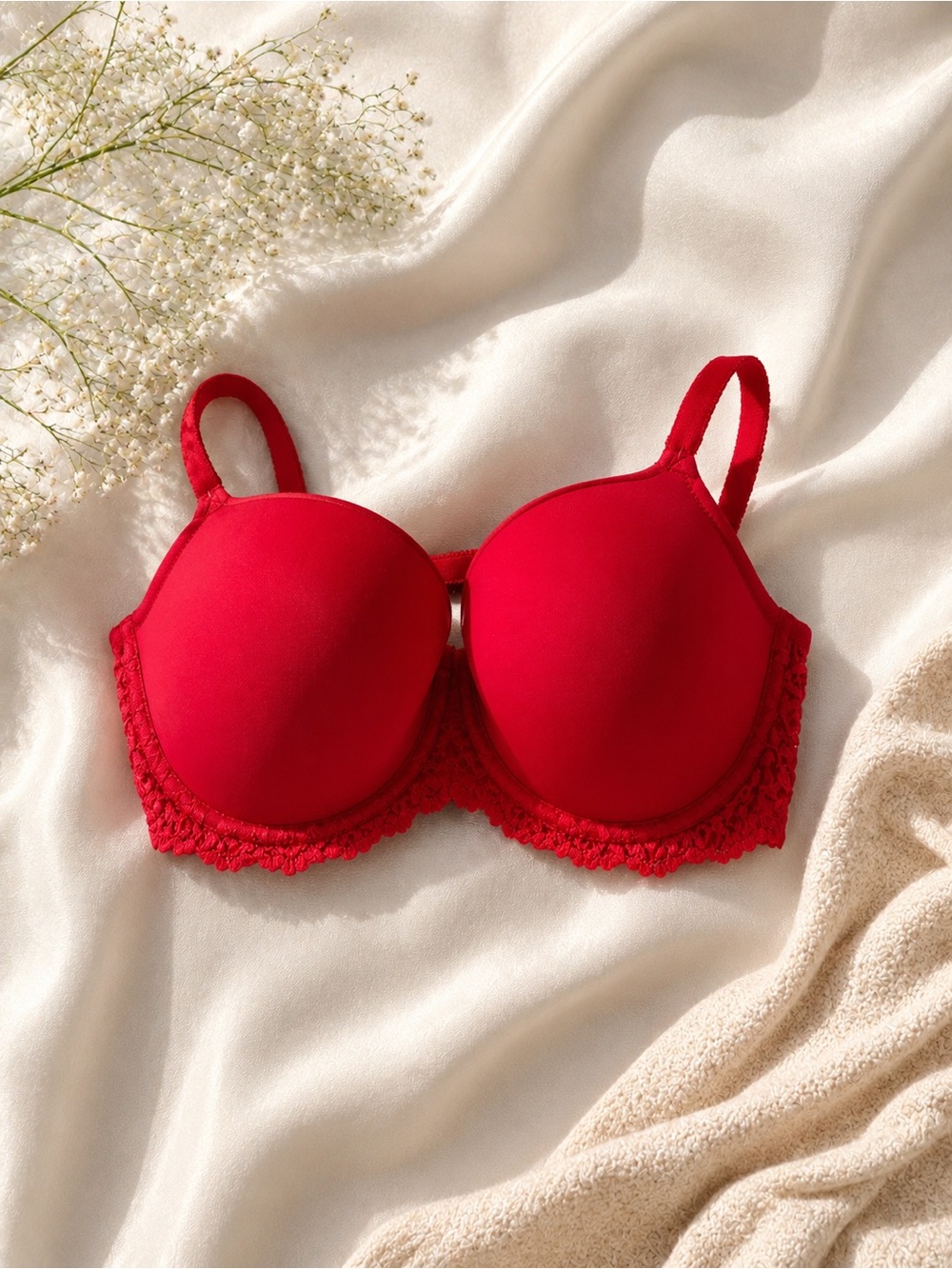 Wacoal Red Padded Lace-Trim Bra